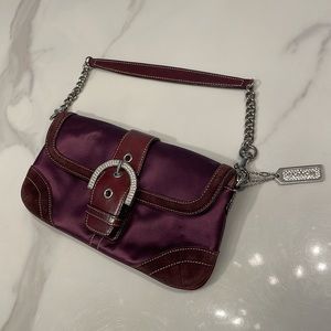Satin & suede Coach evening bag with Rhinestones